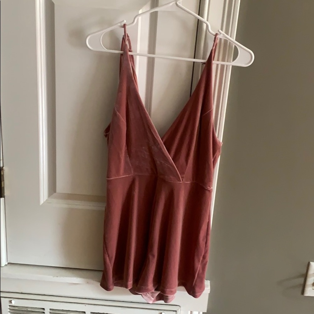 Pink velvet romper